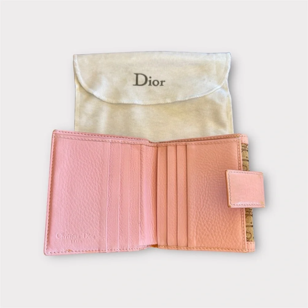 DIOR Oblique Trotter Wallet Pink Trim w/ Box and Card Y2K COA Included